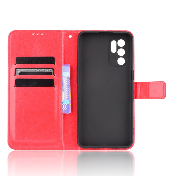 For OPPO Reno6 4G Crazy Horse Texture Horizontal Flip Leather Case with Holder & Card Slots & Lanyard