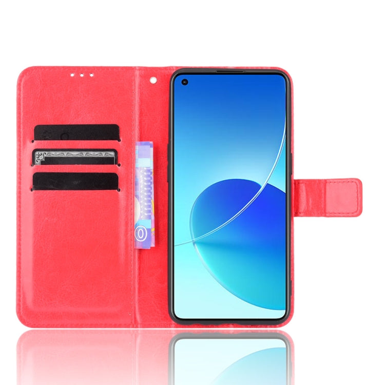 For OPPO Reno6 4G Crazy Horse Texture Horizontal Flip Leather Case with Holder & Card Slots & Lanyard