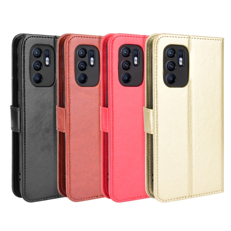 For OPPO Reno6 4G Crazy Horse Texture Horizontal Flip Leather Case with Holder & Card Slots & Lanyard