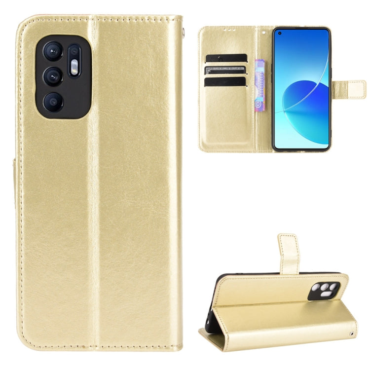 For OPPO Reno6 4G Crazy Horse Texture Horizontal Flip Leather Case with Holder & Card Slots & Lanyard