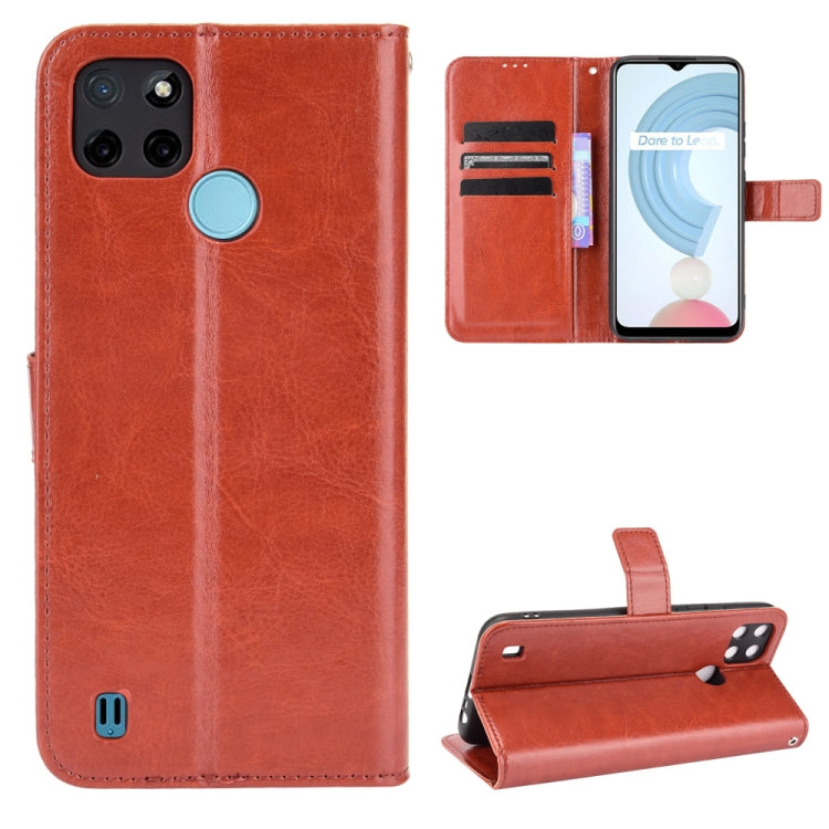 For OPPO Realme C21Y Crazy Horse Texture Horizontal Flip Leather Case with Holder & Card Slots & Lanyard