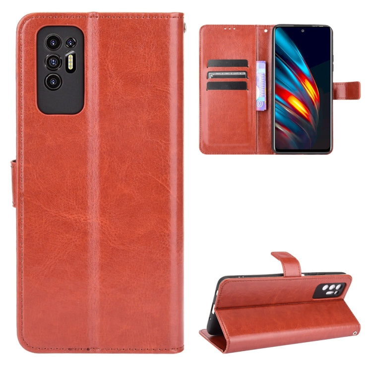 For Tecno Pova 2 Crazy Horse Texture Horizontal Flip Leather Case with Holder & Card Slots & Lanyard
