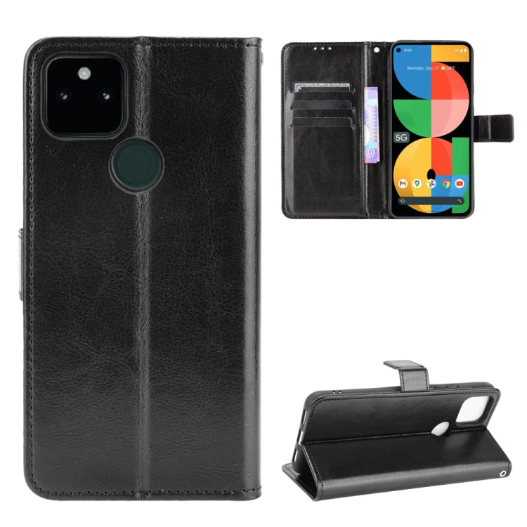 For Google Pixel 5a 5G Crazy Horse Texture Horizontal Flip Leather Case with Holder & Card Slots & Lanyard