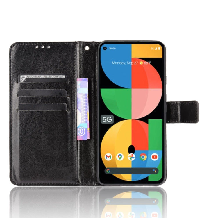 For Google Pixel 5a 5G Crazy Horse Texture Horizontal Flip Leather Case with Holder & Card Slots & Lanyard