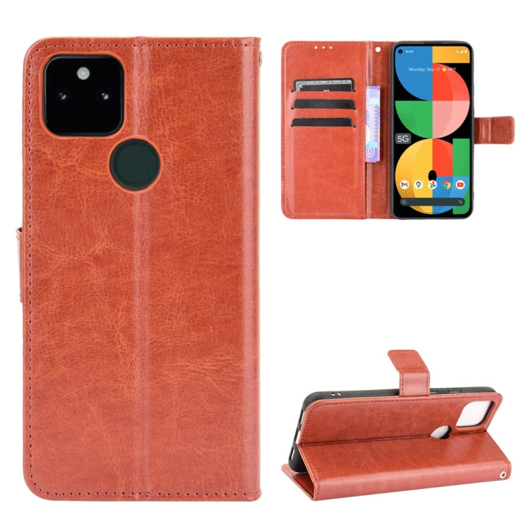For Google Pixel 5a 5G Crazy Horse Texture Horizontal Flip Leather Case with Holder & Card Slots & Lanyard