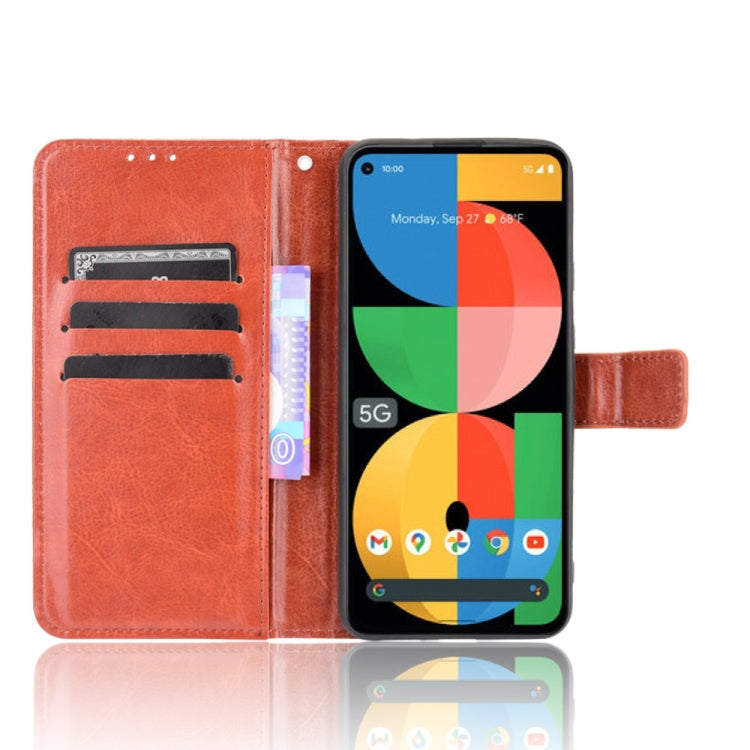 For Google Pixel 5a 5G Crazy Horse Texture Horizontal Flip Leather Case with Holder & Card Slots & Lanyard