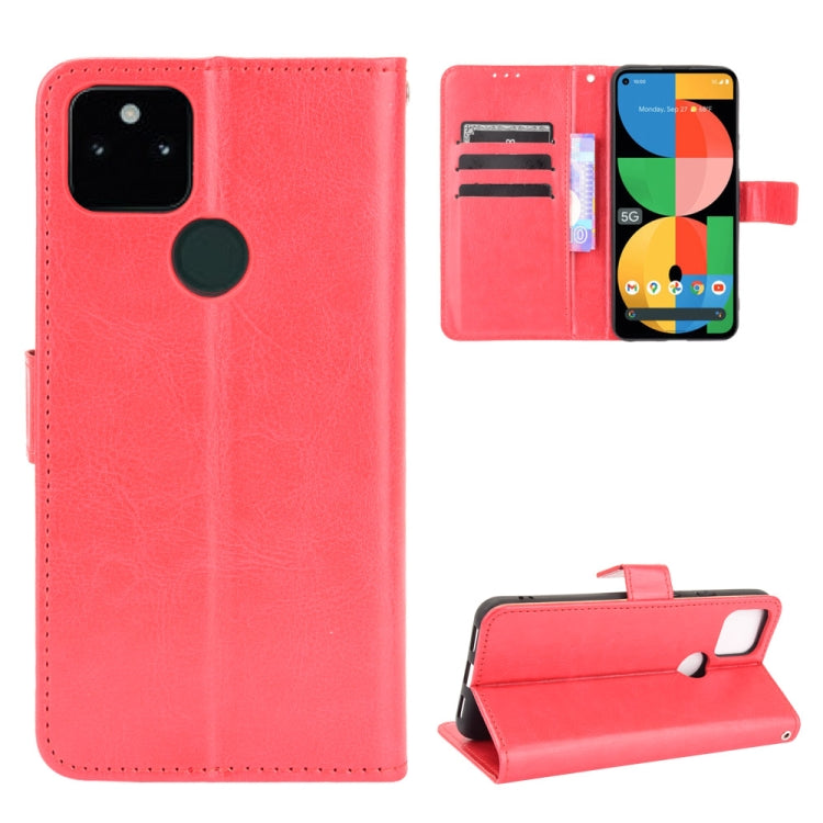 For Google Pixel 5a 5G Crazy Horse Texture Horizontal Flip Leather Case with Holder & Card Slots & Lanyard