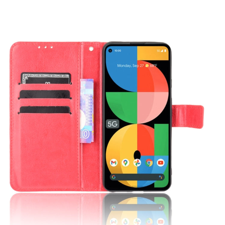 For Google Pixel 5a 5G Crazy Horse Texture Horizontal Flip Leather Case with Holder & Card Slots & Lanyard