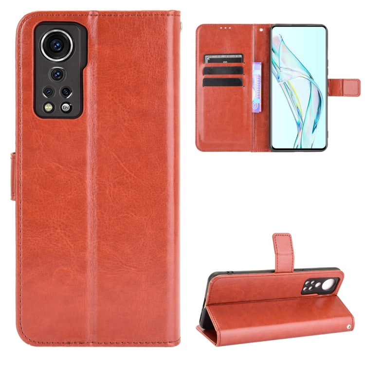 For ZTE Axon 30 5G Crazy Horse Texture Horizontal Flip Leather Case with Holder & Card Slots & Lanyard