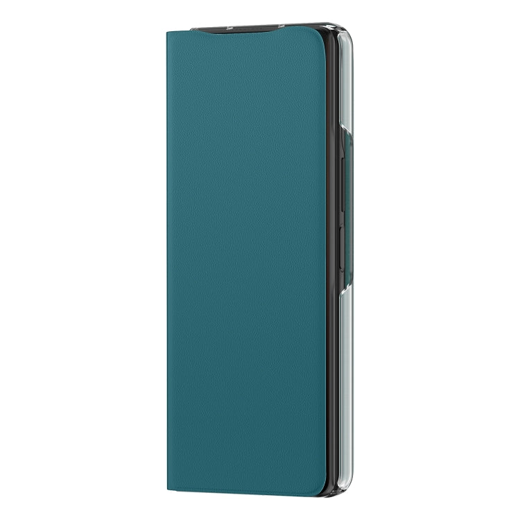 For Samsung Galaxy Z Fold3 5G Plain Leather Horizontal Flip Leather Case with Holder