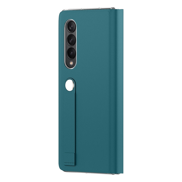 For Samsung Galaxy Z Fold3 5G Plain Leather Horizontal Flip Leather Case with Holder