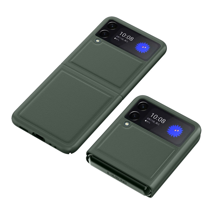For Samsung Galaxy Z Flip3 5G Shock-resistant Plain Leather All-inclusive Protective Case