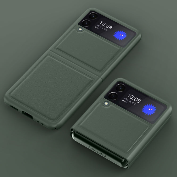 For Samsung Galaxy Z Flip3 5G Shock-resistant Plain Leather All-inclusive Protective Case