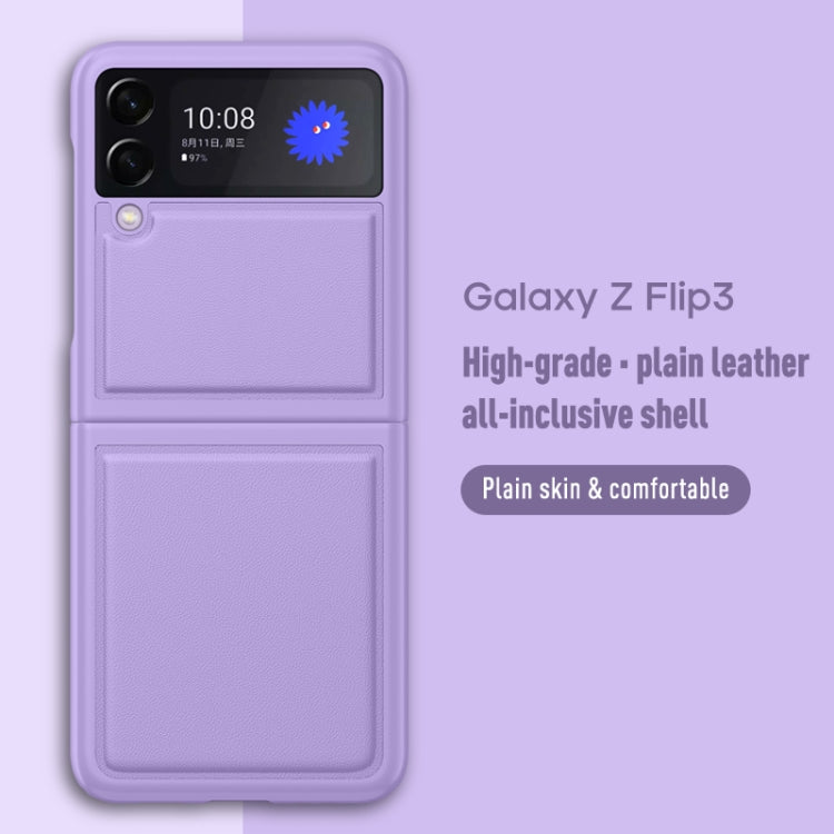 For Samsung Galaxy Z Flip3 5G Shock-resistant Plain Leather All-inclusive Protective Case