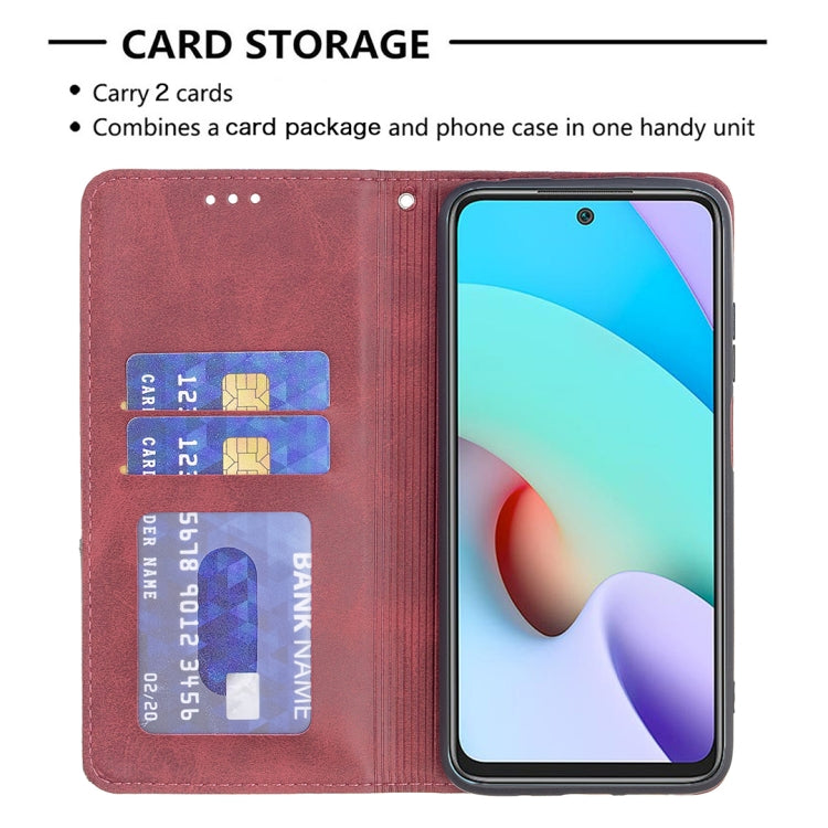 For Xiaomi Redmi 10 Rhombus Texture Horizontal Flip Magnetic Leather Case with Holder & Card Slots