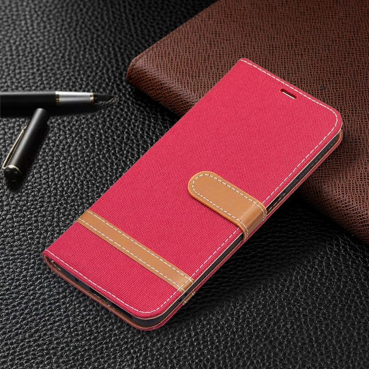 For Xiaomi Redmi 10 Color Matching Denim Texture Leather Case with Holder & Card Slots & Wallet & Lanyard