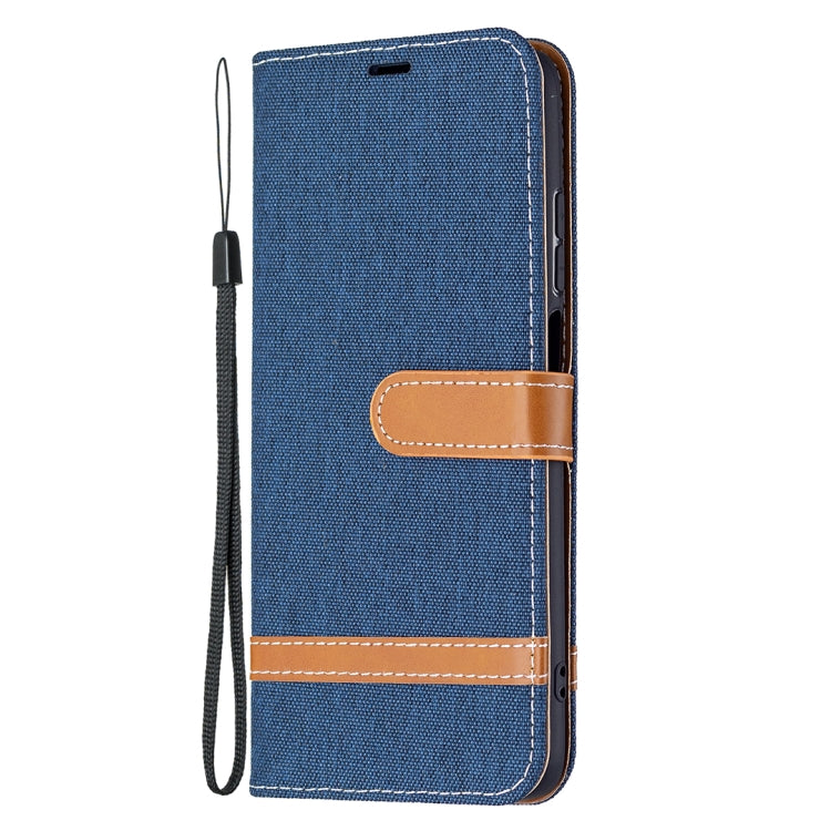 For Xiaomi Redmi 10 Color Matching Denim Texture Leather Case with Holder & Card Slots & Wallet & Lanyard