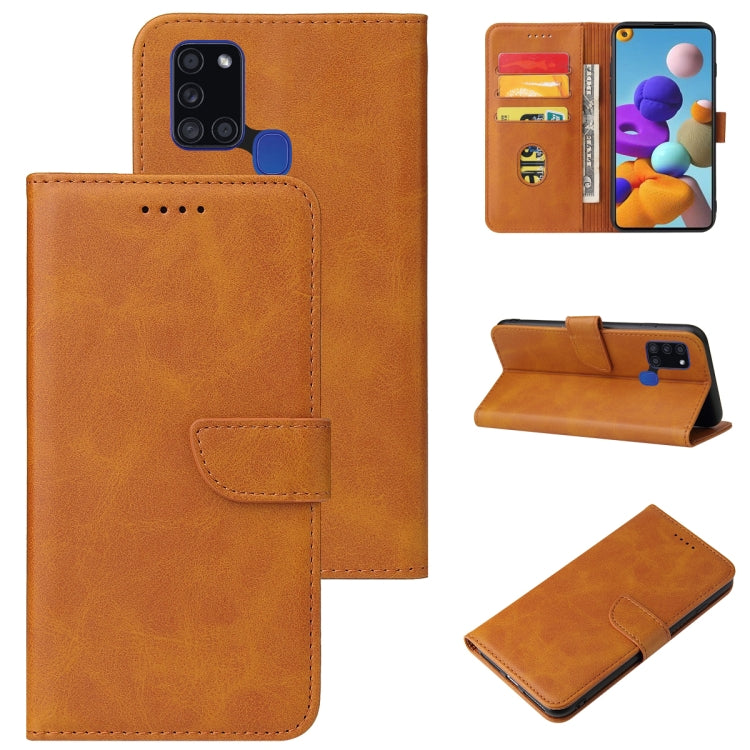 For Samsung Galaxy A21s Calf Texture Buckle Horizontal Flip Leather Case with Holder & Card Slots & Wallet