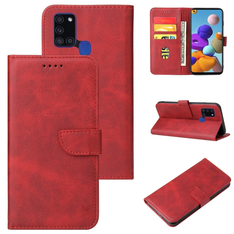 For Samsung Galaxy A21s Calf Texture Buckle Horizontal Flip Leather Case with Holder & Card Slots & Wallet