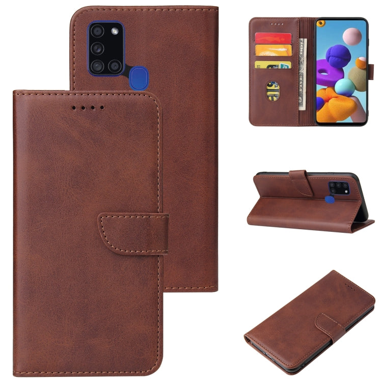 For Samsung Galaxy A21s Calf Texture Buckle Horizontal Flip Leather Case with Holder & Card Slots & Wallet