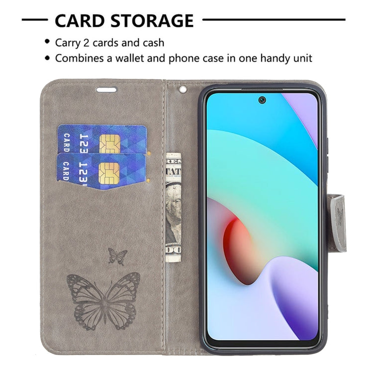 For Xiaomi Redmi 10 Two Butterflies Embossing Pattern Horizontal Flip Leather Case with Holder & Card Slot & Wallet & Lanyard