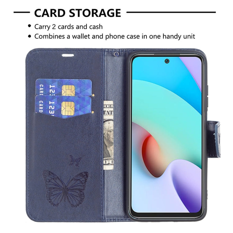 For Xiaomi Redmi 10 Two Butterflies Embossing Pattern Horizontal Flip Leather Case with Holder & Card Slot & Wallet & Lanyard