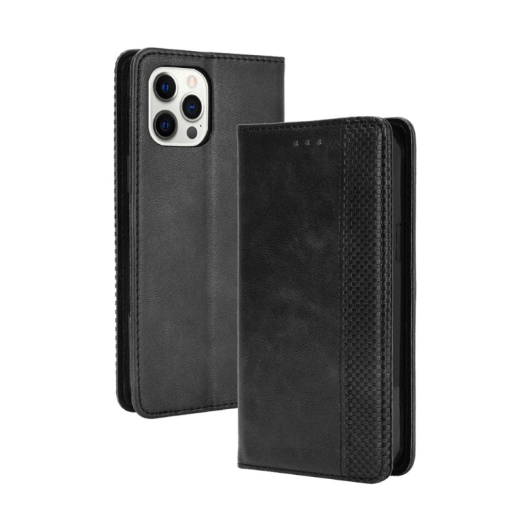 For iPhone 13 Pro Magnetic Buckle Retro Pattern Horizontal Flip Leather Case with Holder & Card Slot & Wallet