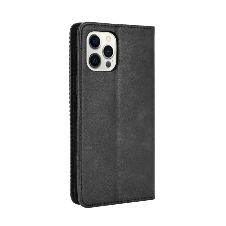 For iPhone 13 Pro Max Magnetic Buckle Retro Pattern Horizontal Flip Leather Case with Holder & Card Slot & Wallet