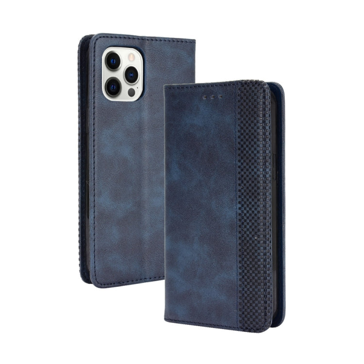 For iPhone 13 Pro Max Magnetic Buckle Retro Pattern Horizontal Flip Leather Case with Holder & Card Slot & Wallet