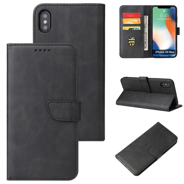 For iPhone XS Max Calf Texture Buckle Horizontal Flip Leather Case with Holder & Card Slots & Wallet