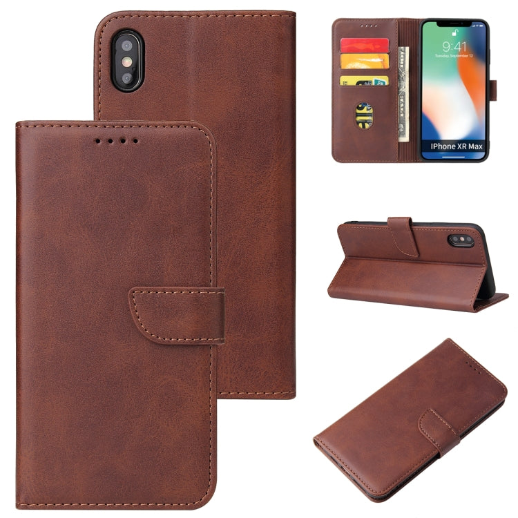 For iPhone XS Max Calf Texture Buckle Horizontal Flip Leather Case with Holder & Card Slots & Wallet