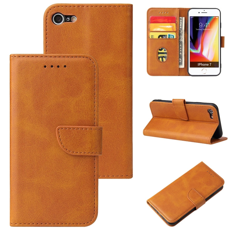 For iPhone SE 2022 / SE 2020 / 8 / 7 Calf Texture Buckle Horizontal Flip Leather Case with Holder & Card Slots & Wallet