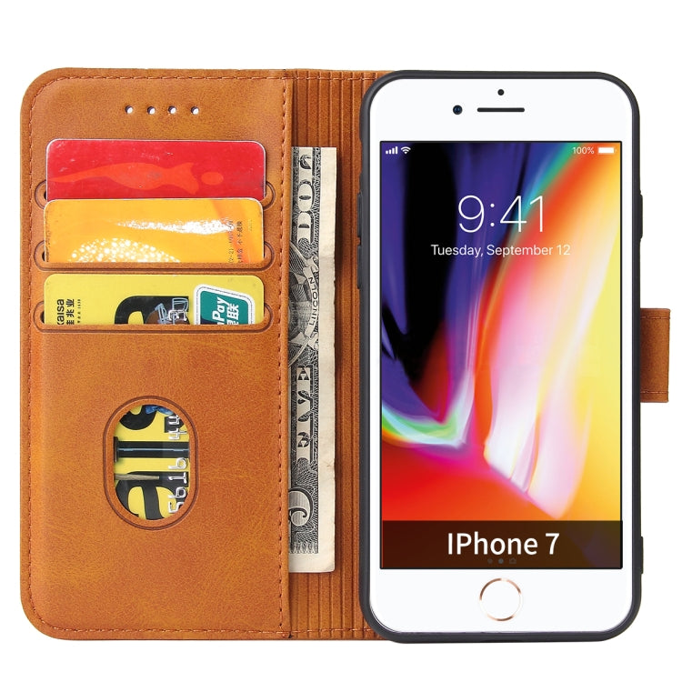 For iPhone SE 2022 / SE 2020 / 8 / 7 Calf Texture Buckle Horizontal Flip Leather Case with Holder & Card Slots & Wallet