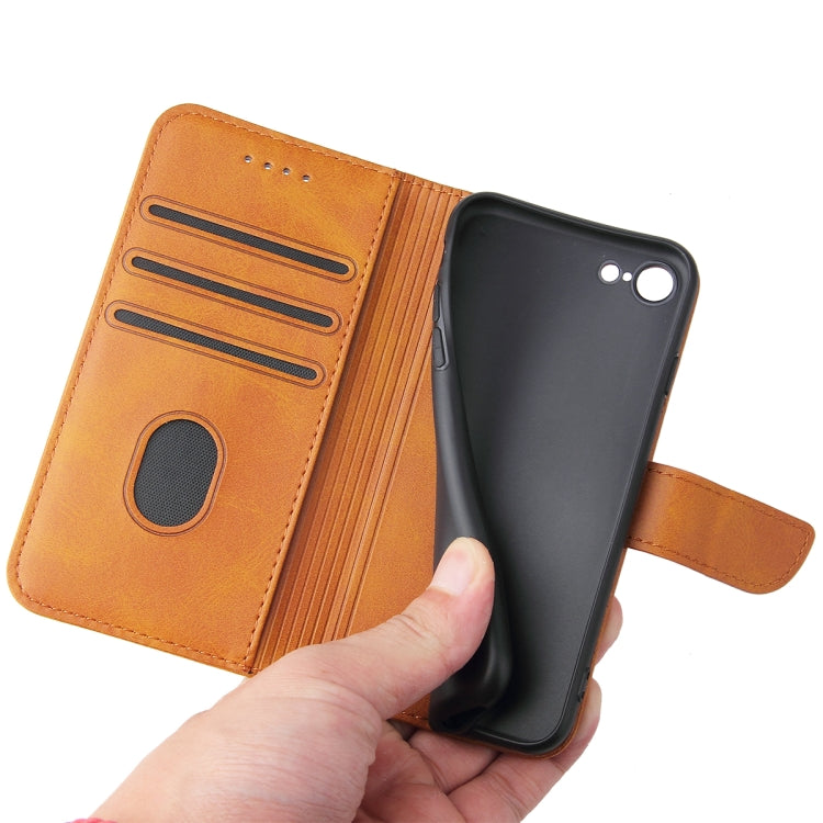 For iPhone SE 2022 / SE 2020 / 8 / 7 Calf Texture Buckle Horizontal Flip Leather Case with Holder & Card Slots & Wallet