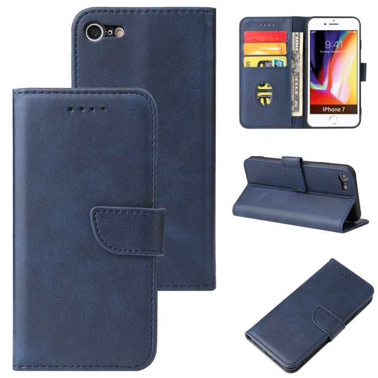 For iPhone SE 2022 / SE 2020 / 8 / 7 Calf Texture Buckle Horizontal Flip Leather Case with Holder & Card Slots & Wallet