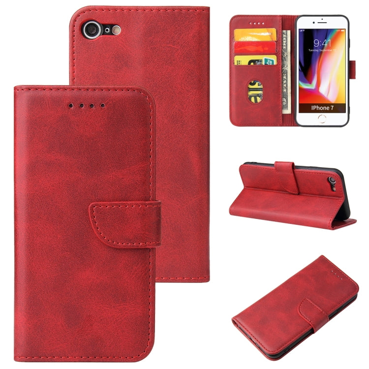 For iPhone SE 2022 / SE 2020 / 8 / 7 Calf Texture Buckle Horizontal Flip Leather Case with Holder & Card Slots & Wallet