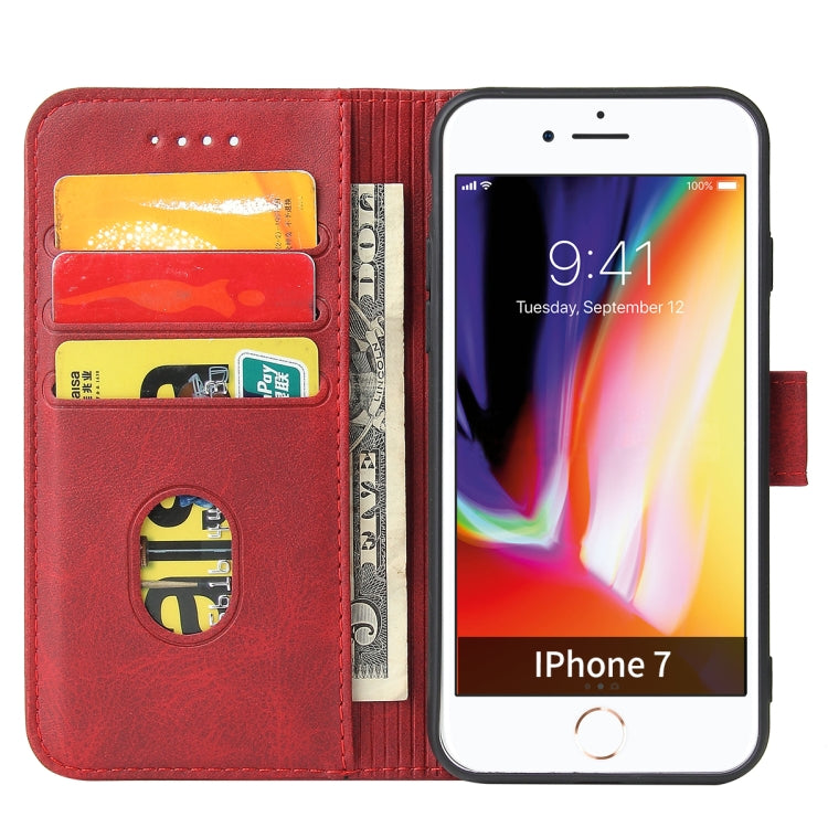 For iPhone SE 2022 / SE 2020 / 8 / 7 Calf Texture Buckle Horizontal Flip Leather Case with Holder & Card Slots & Wallet