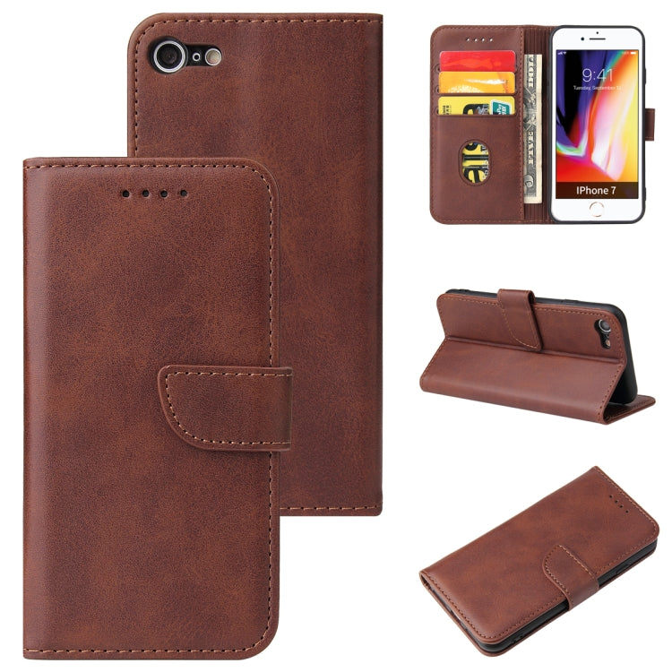 For iPhone SE 2022 / SE 2020 / 8 / 7 Calf Texture Buckle Horizontal Flip Leather Case with Holder & Card Slots & Wallet
