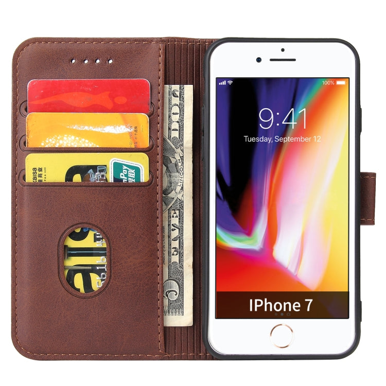 For iPhone SE 2022 / SE 2020 / 8 / 7 Calf Texture Buckle Horizontal Flip Leather Case with Holder & Card Slots & Wallet