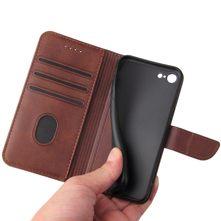 For iPhone SE 2022 / SE 2020 / 8 / 7 Calf Texture Buckle Horizontal Flip Leather Case with Holder & Card Slots & Wallet