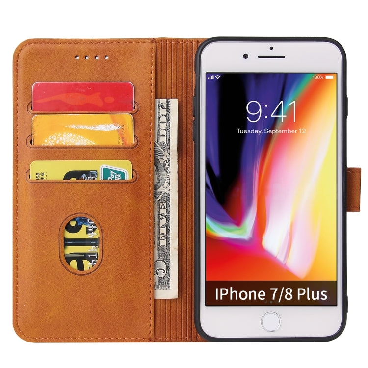 Calf Texture Buckle Horizontal Flip Leather Case with Holder & Card Slots & Wallet For iPhone 8 Plus & 7 Plus