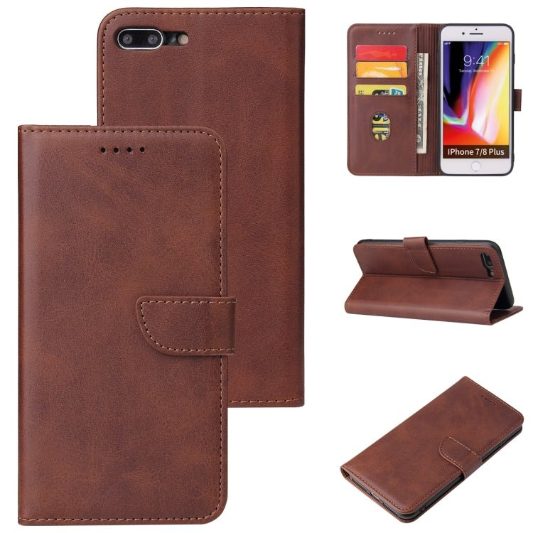 Calf Texture Buckle Horizontal Flip Leather Case with Holder & Card Slots & Wallet For iPhone 8 Plus & 7 Plus
