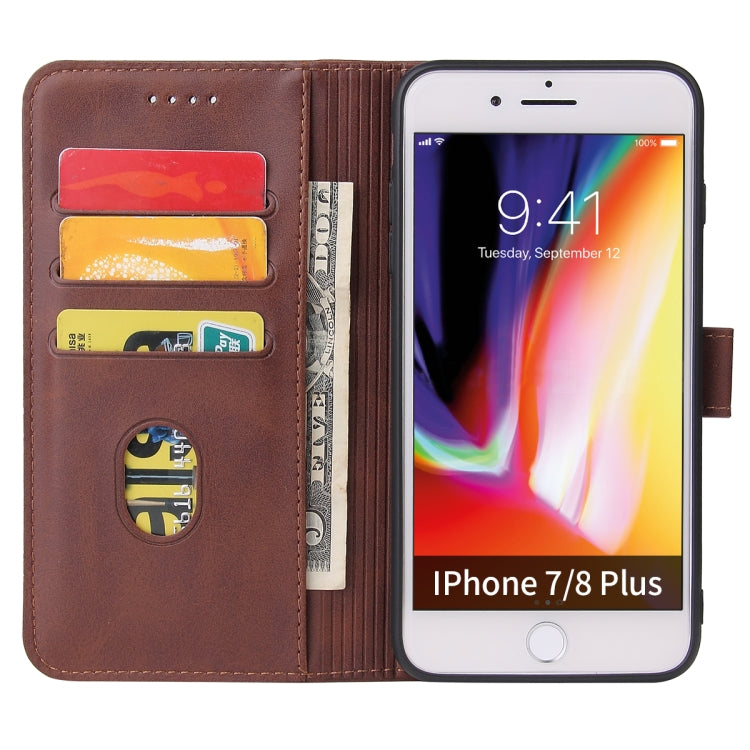 Calf Texture Buckle Horizontal Flip Leather Case with Holder & Card Slots & Wallet For iPhone 8 Plus & 7 Plus