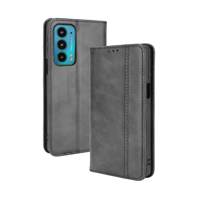 For Motorola Edge 20 Magnetic Buckle Retro Pattern Horizontal Flip Leather Case with Holder & Card Slot & Wallet