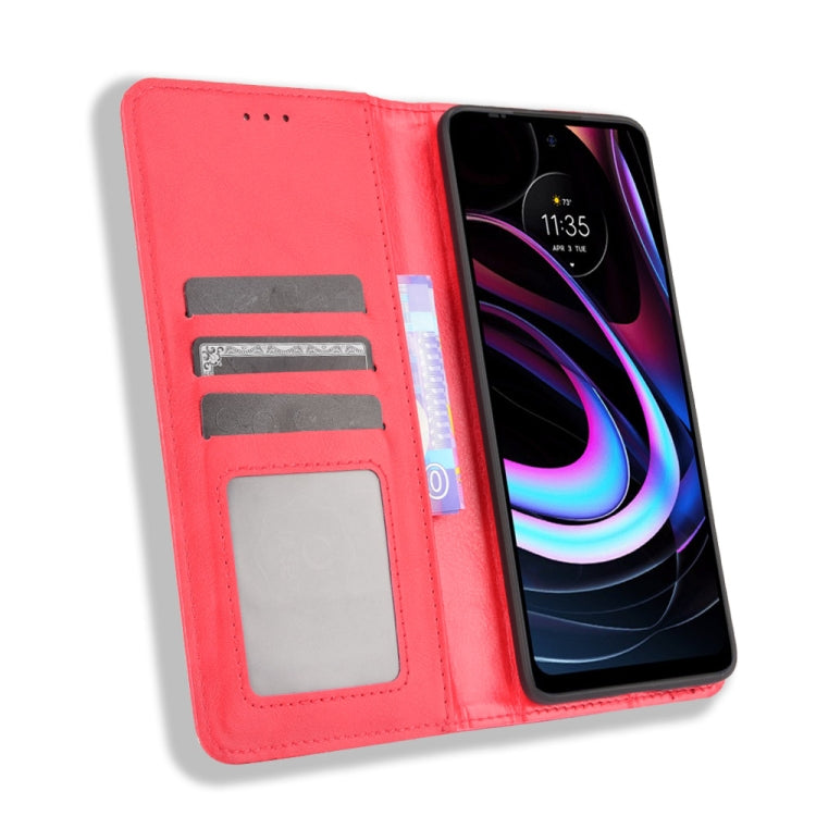For Motorola Edge 2021 Magnetic Buckle Retro Pattern Horizontal Flip Leather Case with Holder & Card Slot & Wallet