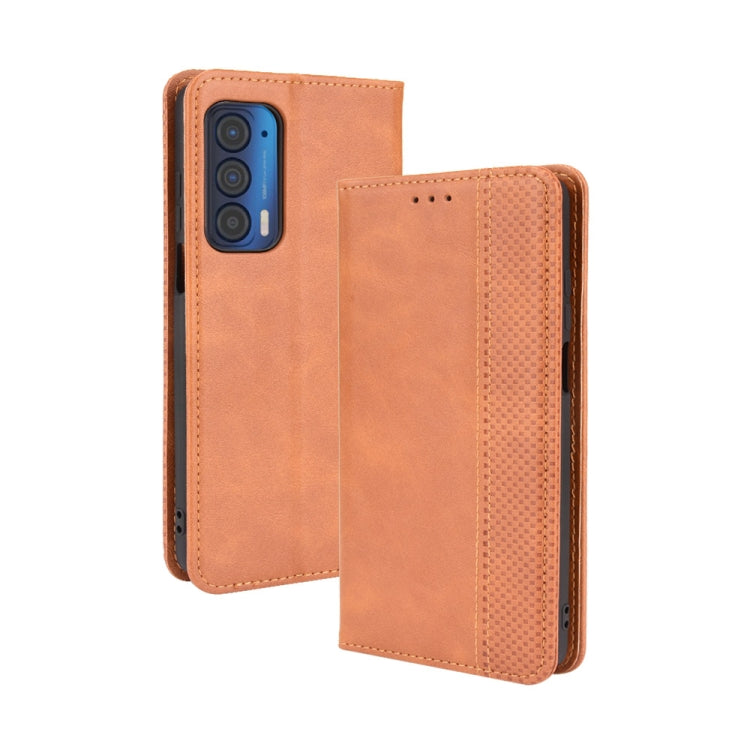 For Motorola Edge 2021 Magnetic Buckle Retro Pattern Horizontal Flip Leather Case with Holder & Card Slot & Wallet