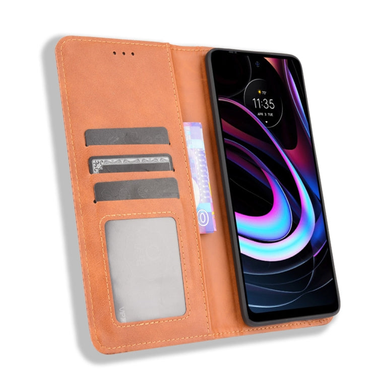 For Motorola Edge 2021 Magnetic Buckle Retro Pattern Horizontal Flip Leather Case with Holder & Card Slot & Wallet