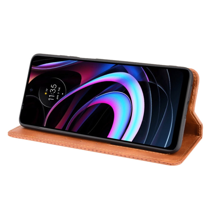 For Motorola Edge 2021 Magnetic Buckle Retro Pattern Horizontal Flip Leather Case with Holder & Card Slot & Wallet