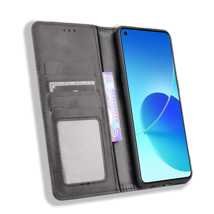 For OPPO Reno6 4G Magnetic Buckle Retro Pattern Horizontal Flip Leather Case with Holder & Card Slot & Wallet
