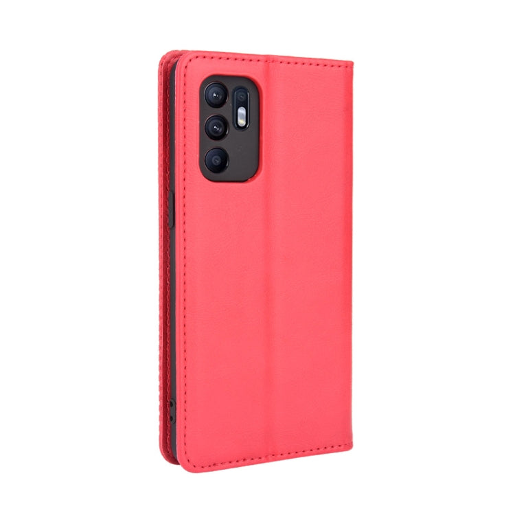 For OPPO Reno6 4G Magnetic Buckle Retro Pattern Horizontal Flip Leather Case with Holder & Card Slot & Wallet